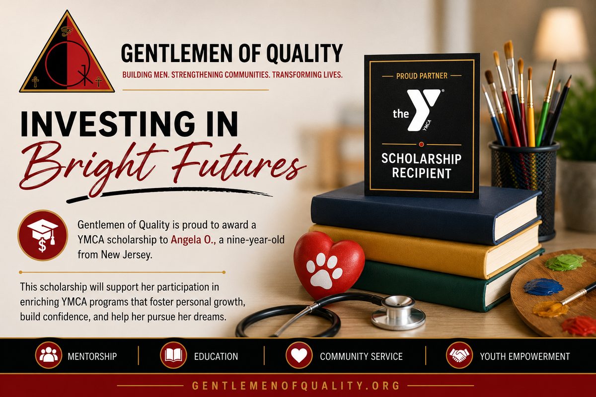 Gentlemen of Quality awards a YMCA scholarship to a nine-year-old recipient from New Jersey